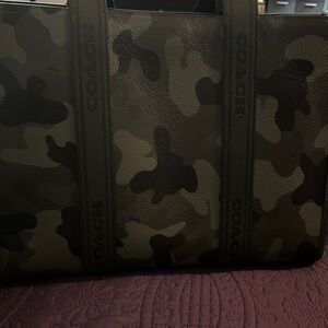 COACH Men's Camo Duffel Bag in Olive and Dark Green
